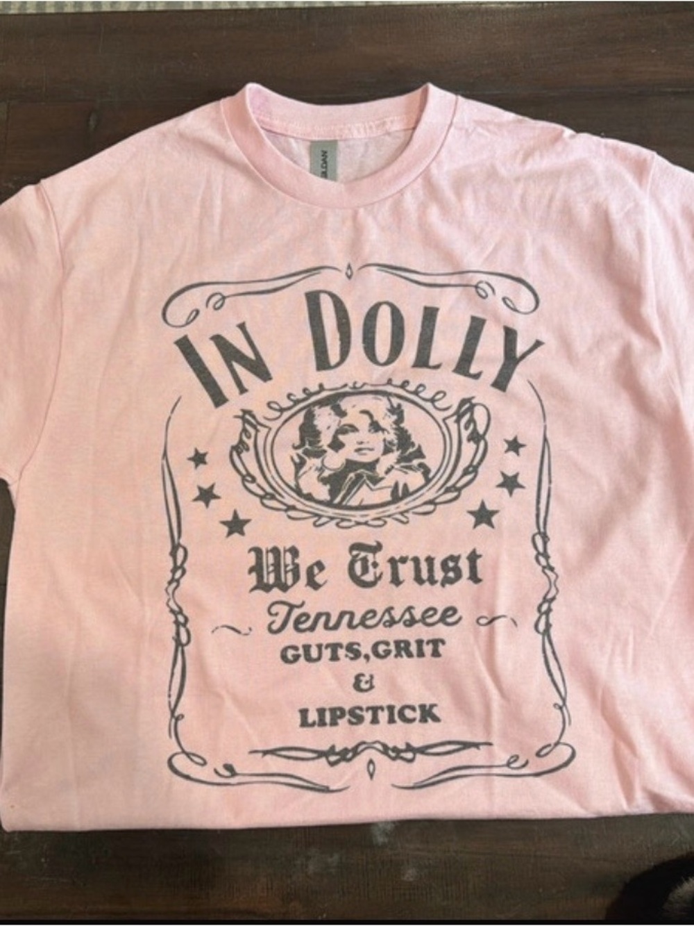 Gildan Light Pink 'In Dolly We Trust' Graphic Tee